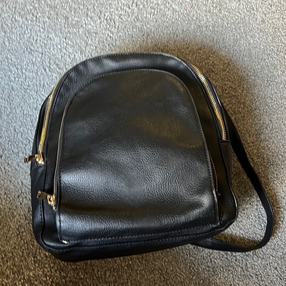 Black leather backpack